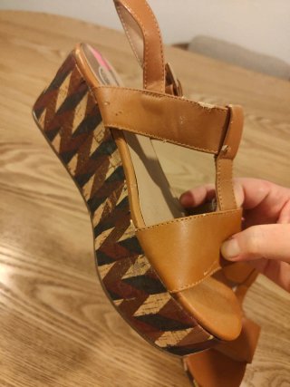 Sandalias cuña marrón camel boho Talla 38