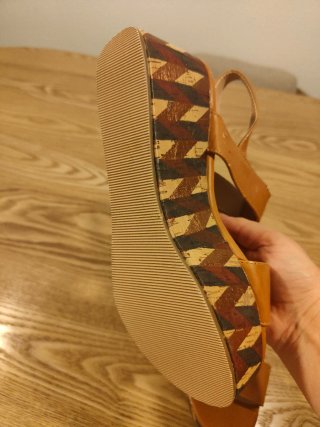 Sandalias cuña marrón camel boho Talla 38