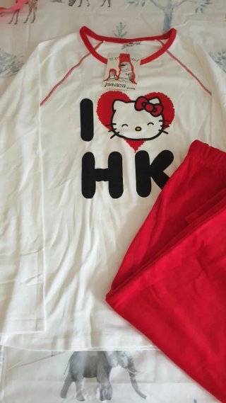 Pijama Hello Kitty XXL Blanco y Rojo