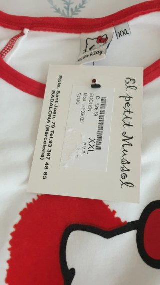 Pijama Hello Kitty XXL Blanco y Rojo