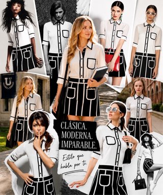 Vestido Blanco y Negro estilo Moschino T.S