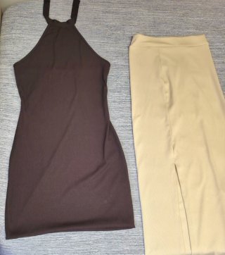 Lote 2 vestidos y 1 falda tubo Xs