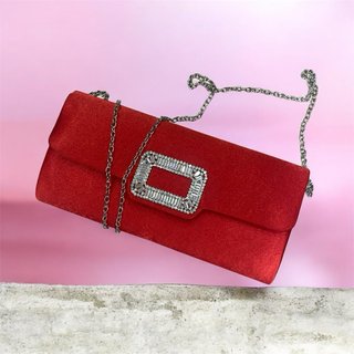 Pochette Donna Cerimonia Rossa con Gioiello
