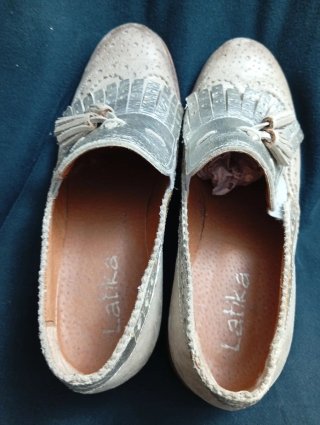Scarpe donna pelle beige/argento n.39