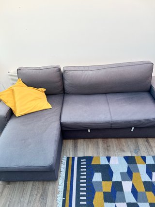 Sofá Cama Chaiselongue con Canapé Gris