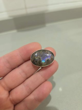 Anillo Plata Ley 925 Labradorita Morada