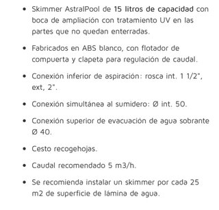 Skimmer piscina hormigón boca ampliada