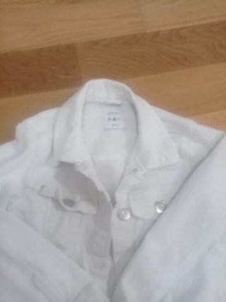 Cazadora vaquera niña blanca Talla 7-8