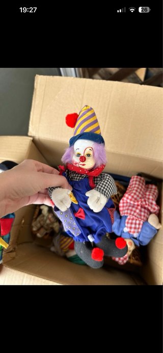 Antiche bambole pagliaccio per la decorazione