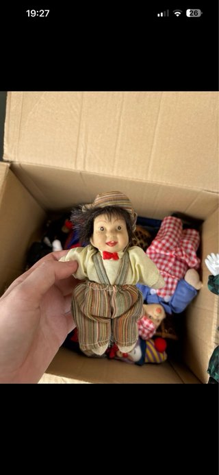 Antiche bambole pagliaccio per la decorazione