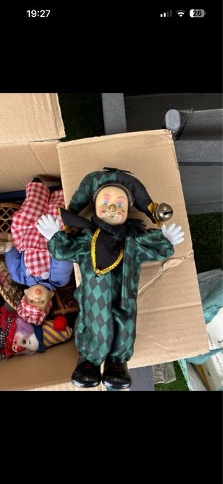 Antiche bambole pagliaccio per la decorazione