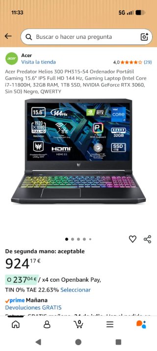 Acer Predator Helios 300 PH315-54