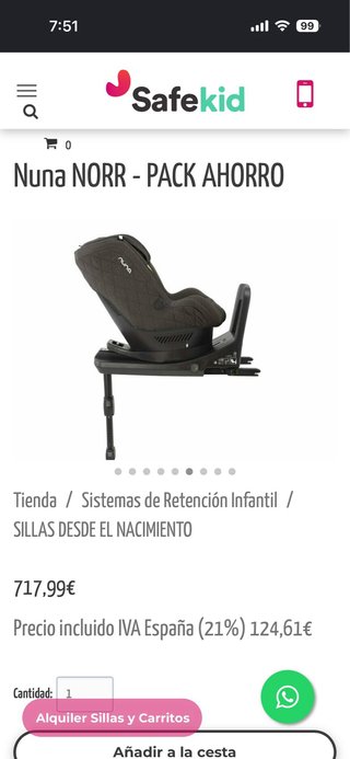 Silla de coche Nuna Norr gris año 2020.