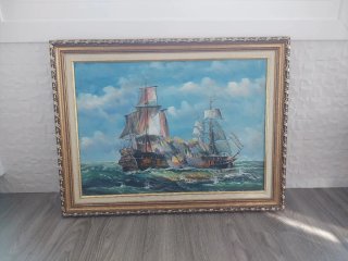Cuadro de Barcos en Batalla
