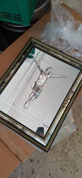 Quadro specchio Gesù placcato argento