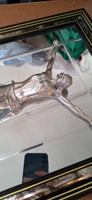 Quadro specchio Gesù placcato argento
