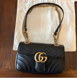 Borsa Gucci Marmont Nera Pelle Oro