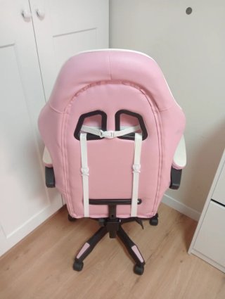 Silla de escritorio rosa y blanca