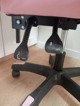 Silla de escritorio rosa y blanca