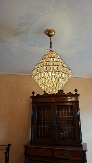 Set 3 Lampadari Vetro e Metallo Oro