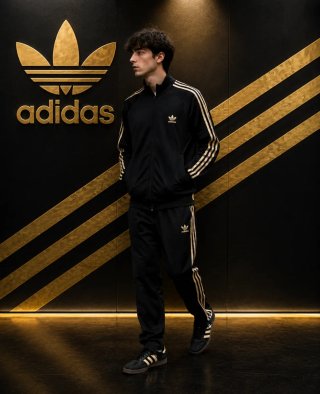 Tuta Adidas vintage firebird Nera e Oro