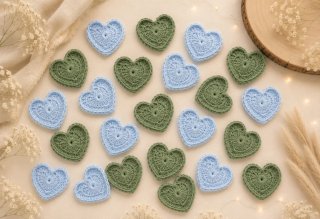 Pack 20 corazónes crochet algodón