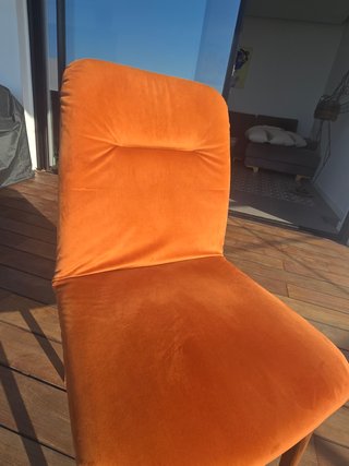 3 Sillas Diseño Terciopelo Naranja muy cómodas