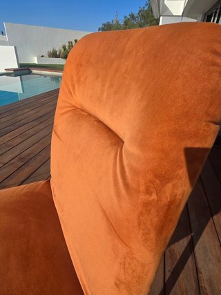 3 Sillas Diseño Terciopelo Naranja muy cómodas