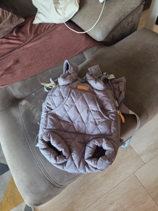 Cochecito para perros y bolso rojo