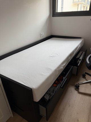 Cama Ikea Brimnes Negra con Colchon