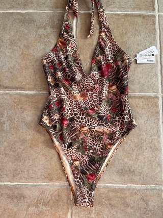 Bañador leopardo floral talla S con etiquetas