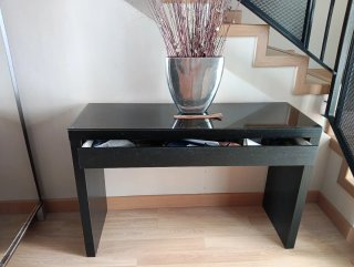Recibidor Ikea Negro Cristal y Madera