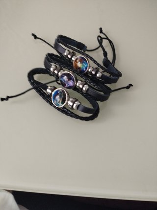 pulsera trenzada, signo zodiacal (tres pulseras)