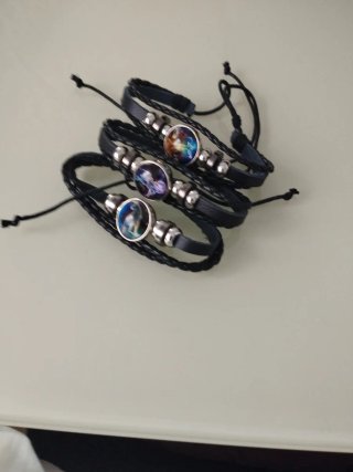 pulsera trenzada, signo zodiacal (tres pulseras)