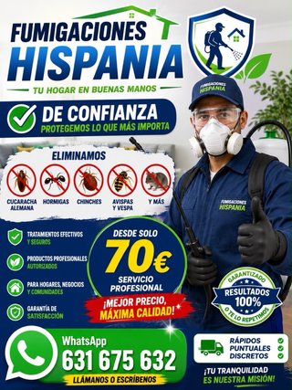 Servicio de fumigaciones para cualquier plaga