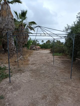 Pérgola de jardín metálica gris