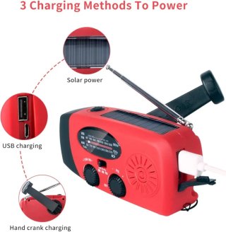 Radio solar con manivela