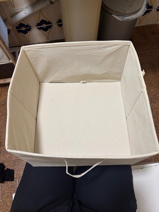 Mueble organizador de tela y madera