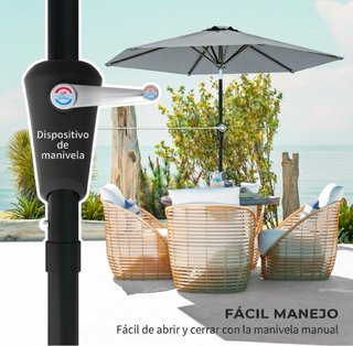 Parasol Gris Ajustable Manual