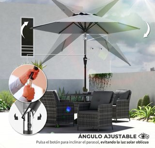Parasol Gris Ajustable Manual