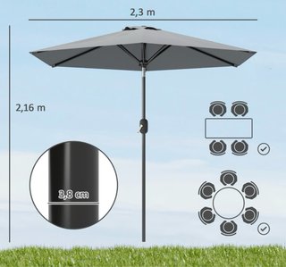 Parasol Gris Ajustable Manual