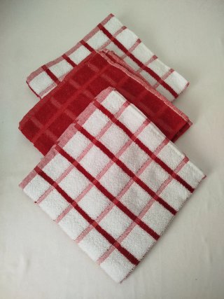 Paños de rizo a cuadros rojos y blancos 50x50
