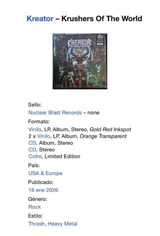 Kreator Krushers of the World
