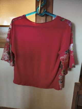 Blusa Mango Estampado Floral Rojo