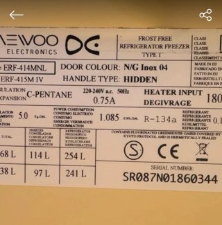 FrigoríficoDaewoo ,REPUESTOS DEL INTERIOR -1€