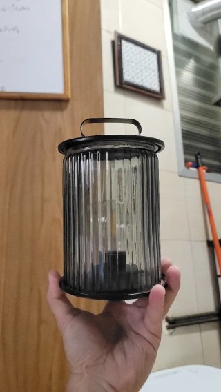 Lámpara Balcón Cristal Metal Negra