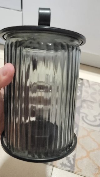 Lámpara Balcón Cristal Metal Negra