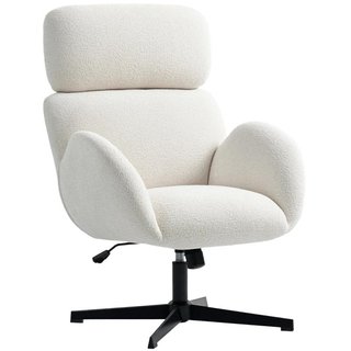 Silla Oficina Terciopelo Regulable Blanca Crema