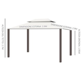 Gazebo da Giardino 4x3m con Zanzariera Crema