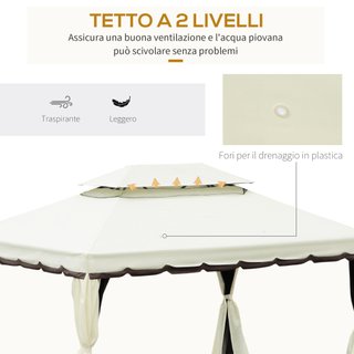 Gazebo da Giardino 4x3m con Zanzariera Crema